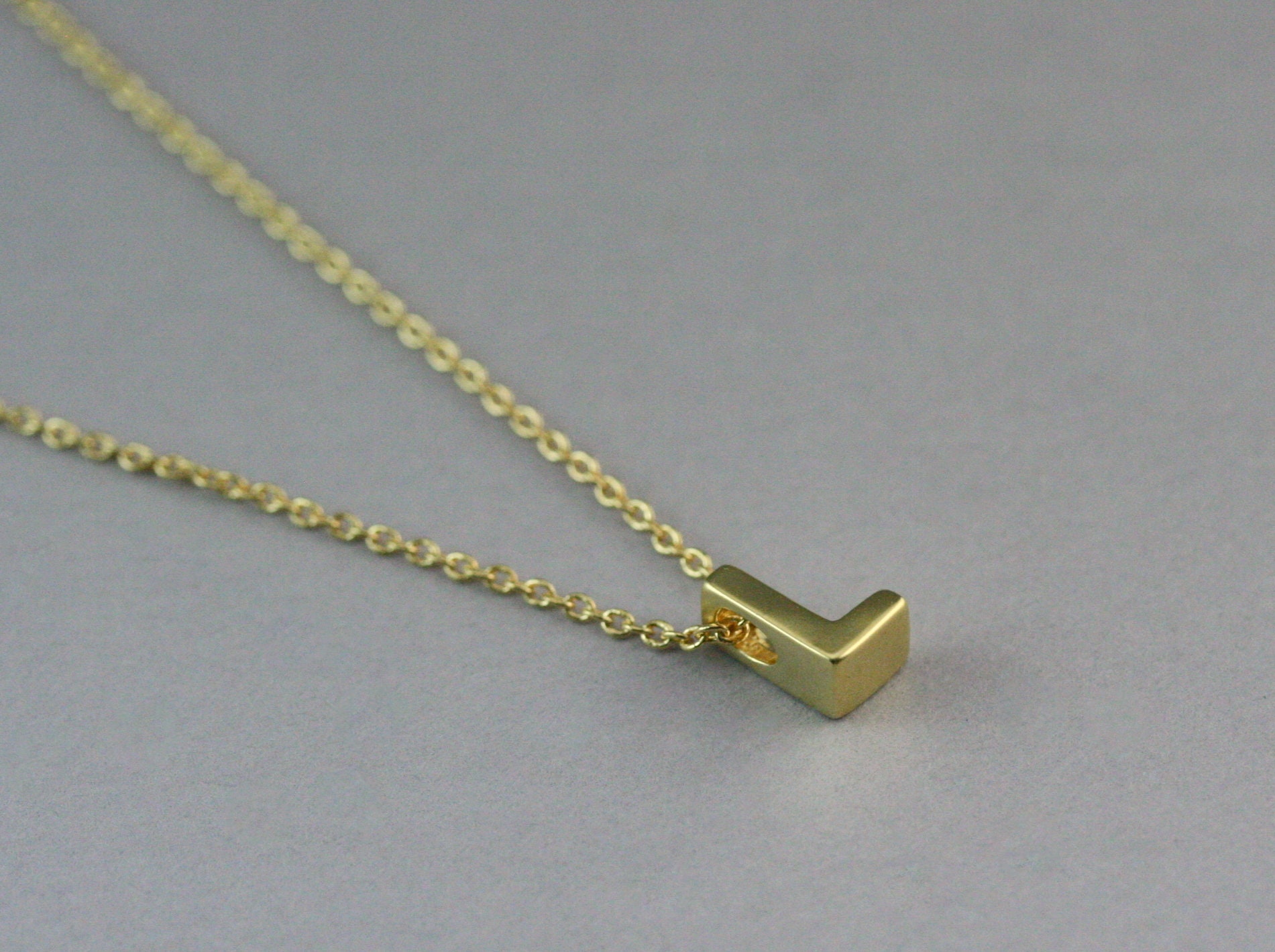 Solid Gold Letter Necklace Solid Gold Alphabet Necklace Gold Etsy