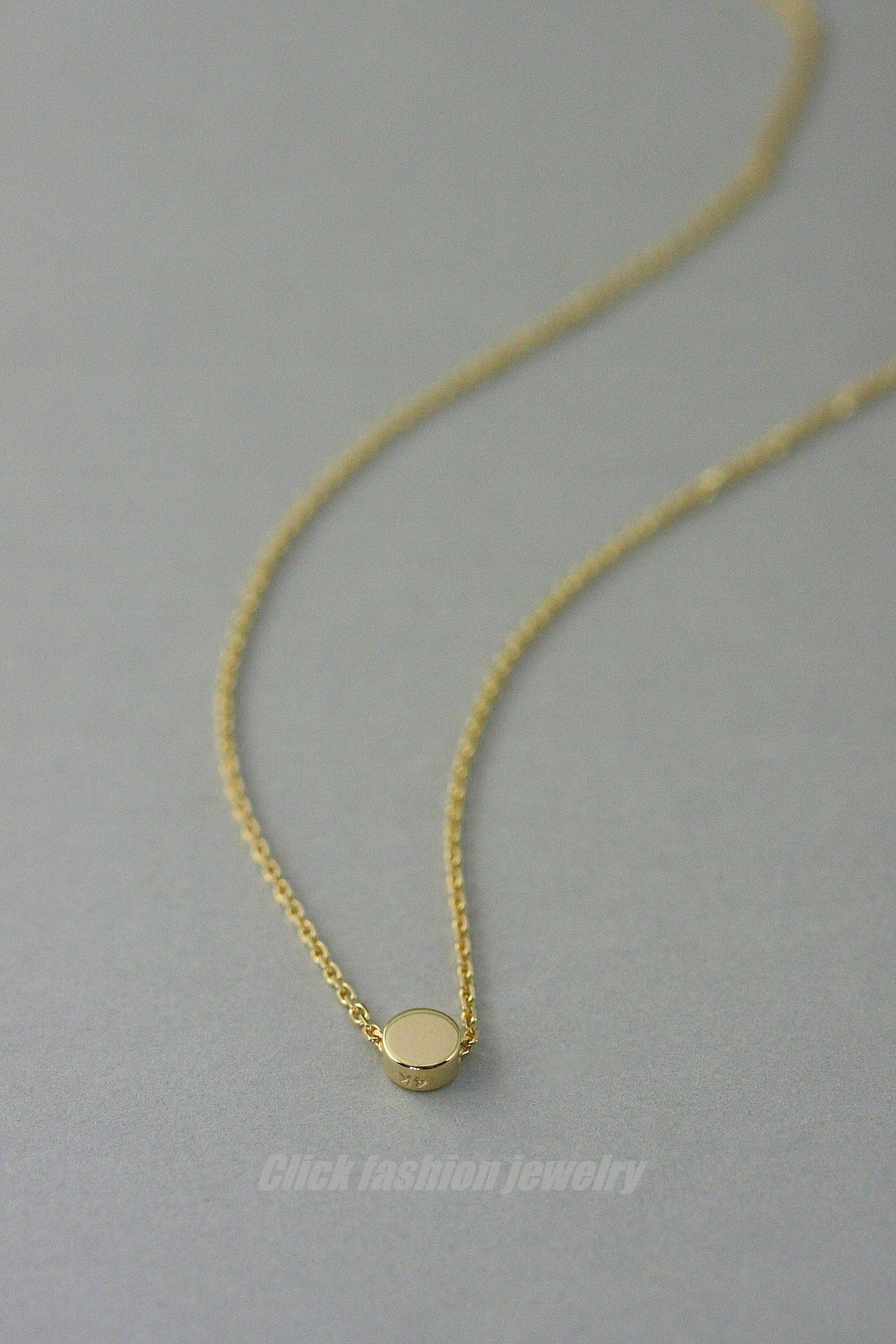 Solid Gold Circle Necklace Gold Dot Necklace 10 K Gold Etsy