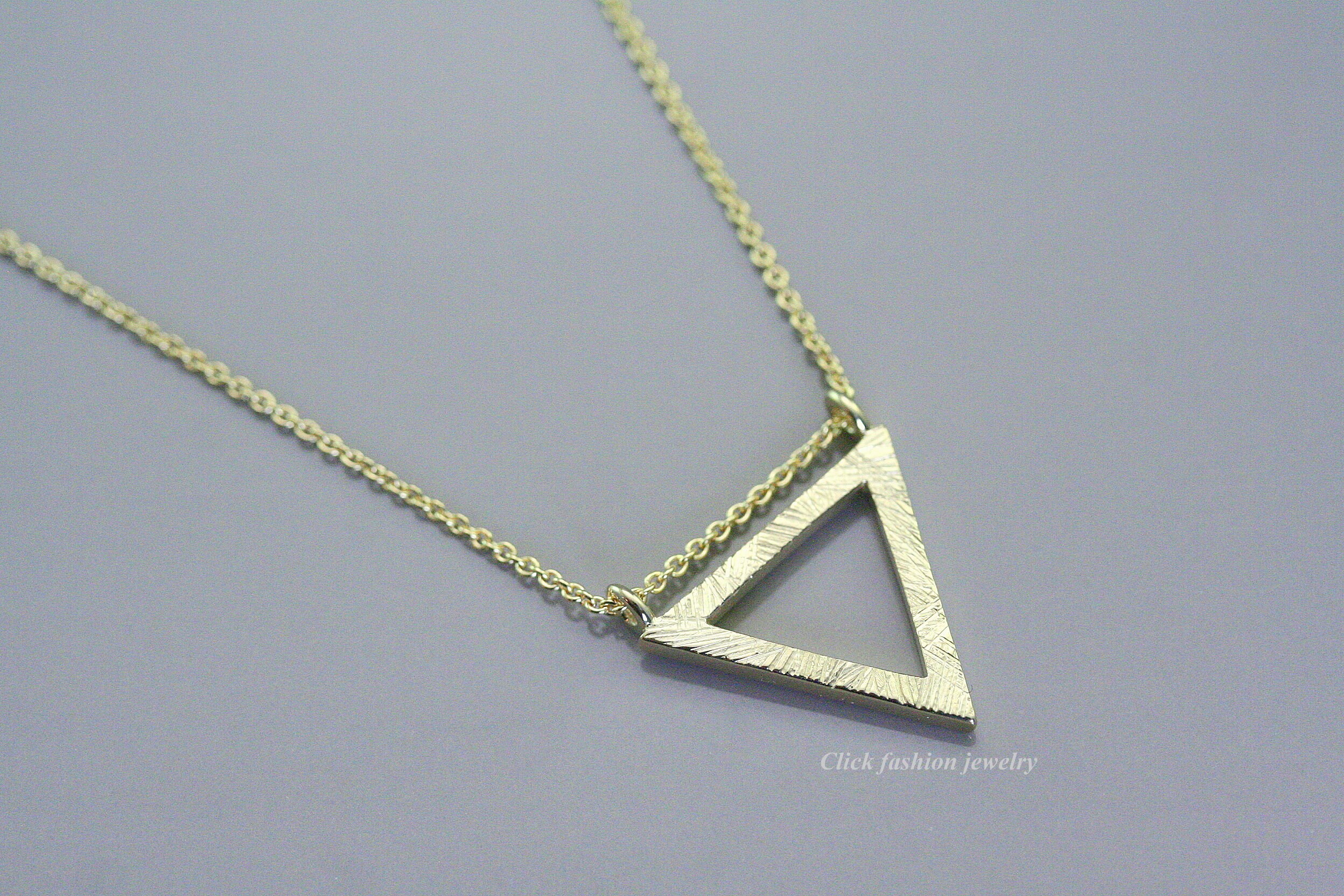 Solid gold triangle necklace triangle gold necklace Etsy
