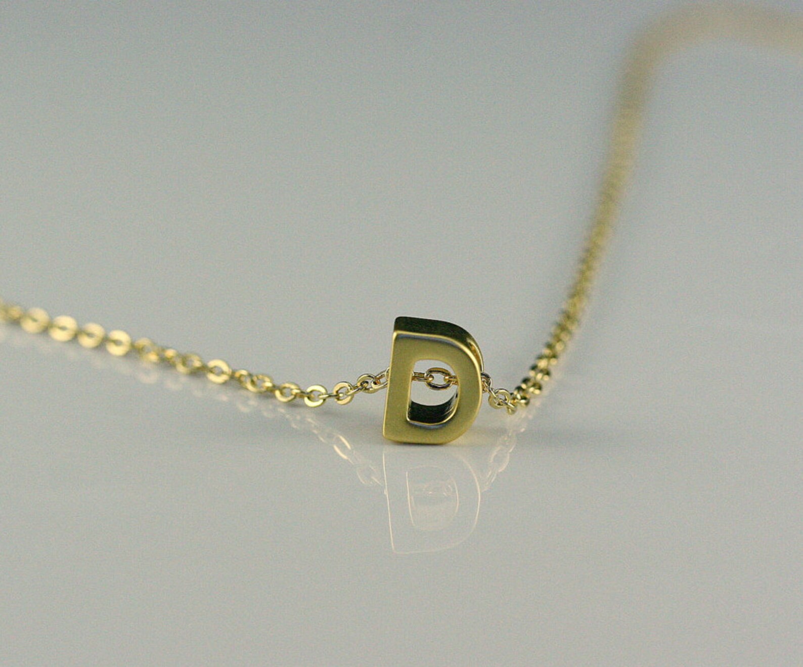 Solid Gold Letter Necklace Solid Gold Alphabet Necklace Gold Etsy