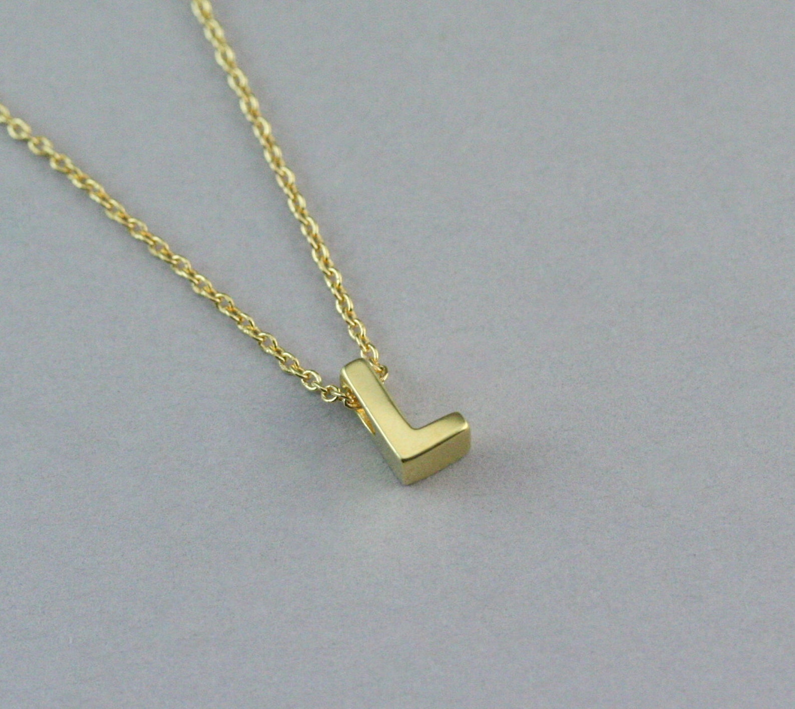 Solid Gold Letter Necklace Solid Gold Alphabet Necklace Gold Etsy