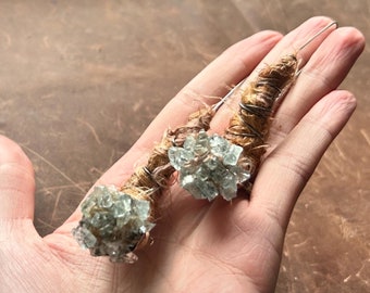 Sandwürmer | Aquamarin, Sari Seide und 925 Sterling Silber Ohrringe