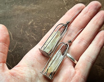 Out of The Cage | Quartz and 925 Sterling Silver Earrings