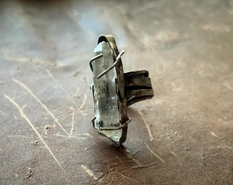 Eine neue Hoffnung | Lemurian Quarz und 925 Sterling Silber Brutalist Ring