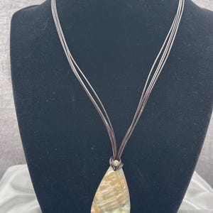 Shell Necklace, Brown Leather Necklace