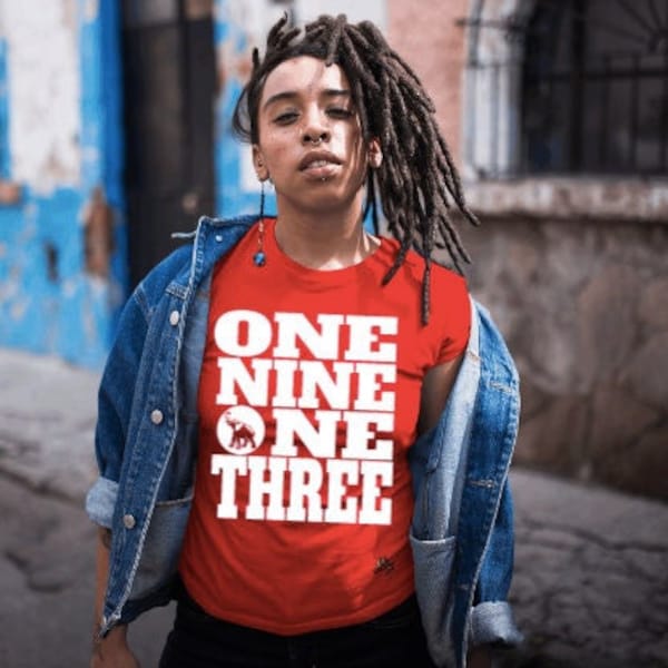 One Nine One Three (1913) T-Shirts, Delta Sigma Theta with elephant, Red, White, Black, Gray