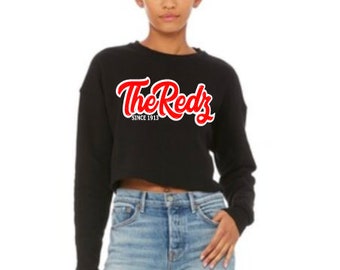 The Redz, Delta Inspired Cropped Sweat Shirt Black & Deep Heather