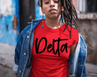 Delta T-shirt, in Red, Black, Gold, Cream or White, 1913, HBCU, The Red