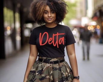 Delta T-shirt, in Red, Black, Gold, Cream or White, 1913, HBCU, The Red