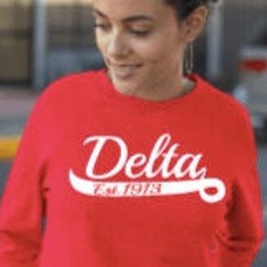 Delta Est. 1913, Delta Sigma Theta Sweat Shirt, Red, Gold, Black, and Sport Gray