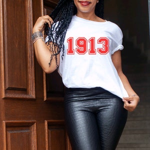 1913 T-Shirts or Sweatshirt, Delta Sigma Theta, Red, White, Black, Gray