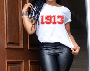 1913 T-Shirts or Sweatshirt, Delta Sigma Theta, Red, White, Black, Gray