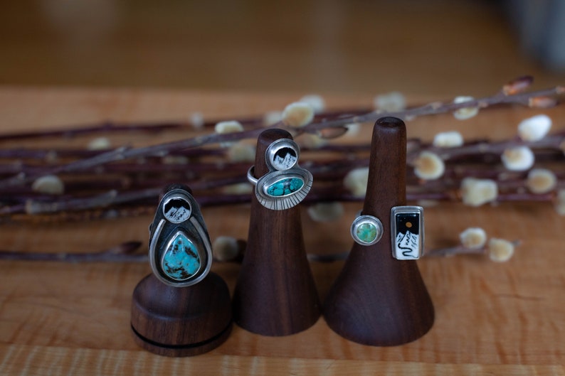 Mountain Ring size 6- porcelain and turquoise