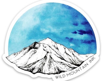Mountain & blue bird sky- 3" x 2.56" -  Weatherproof and durable, Outdoor, Travel sticker, Wanderlust, Mountain and adventure- lolo peak