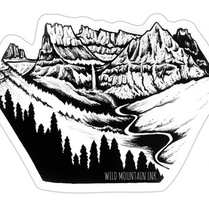 glacier national park - montana- 3&quot; x 2.15&quot; -  Weatherproof and durable, Outdoor, Travel sticker, Wanderlust, Mountain and adventure-