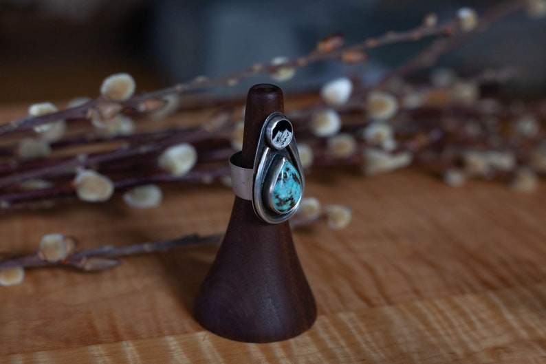 Mountain Ring size 6- porcelain and turquoise