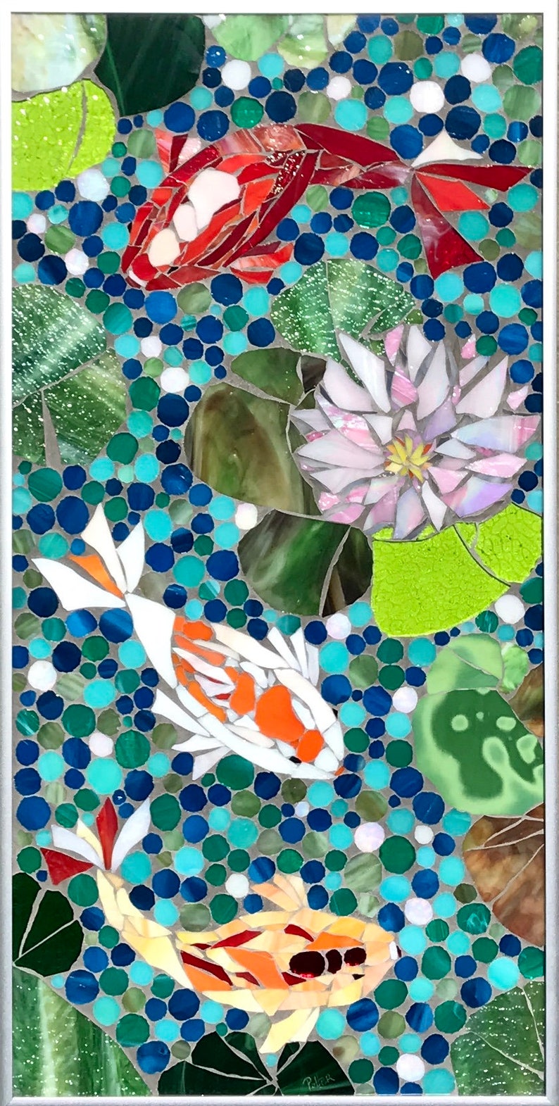 The Meditation Koi Stained Glass Mosaic Wall Art Lotus Decor Fish Mosaics Asian - Stained Glass Mosaic Wall Art The Meditation Koi Stained Glass Mosaic Wall Art Lotus Decor Fish Mosaics Asian - Stained Glass Mosaic Wall Art