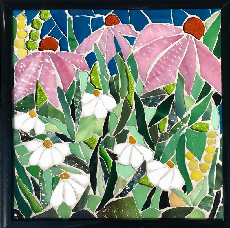 Wild Flowers MADE TO ORDER Custom Stained Glass Mosaic home Etsy
