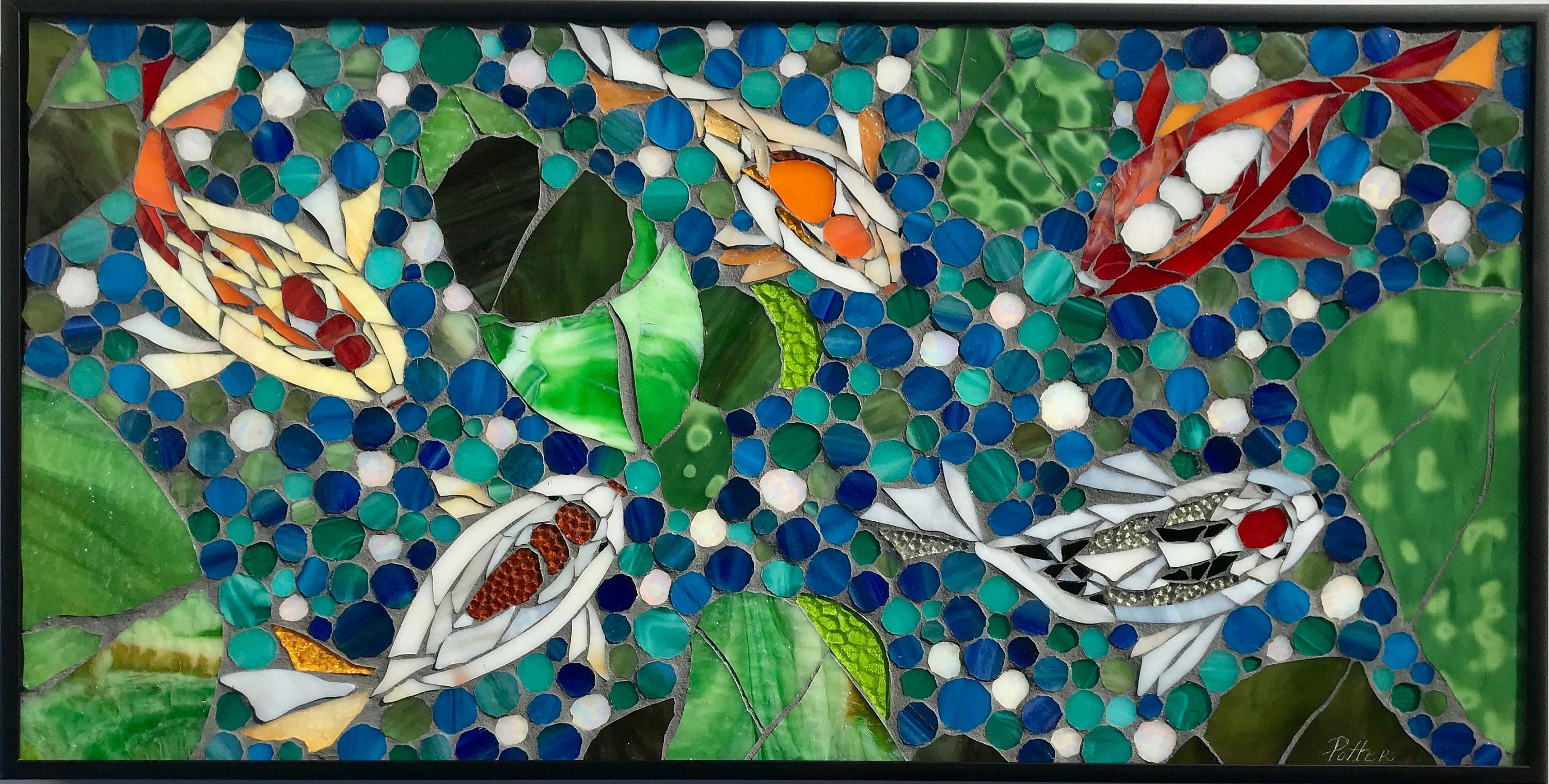 Koi Fish Pond Mosaic Art Stained Glass Wall Custom Mosaics Kitchen - Stained Glass Mosaic Wall Art Koi Fish Pond Mosaic Art Stained Glass Wall Custom Mosaics Kitchen - Stained Glass Mosaic Wall Art