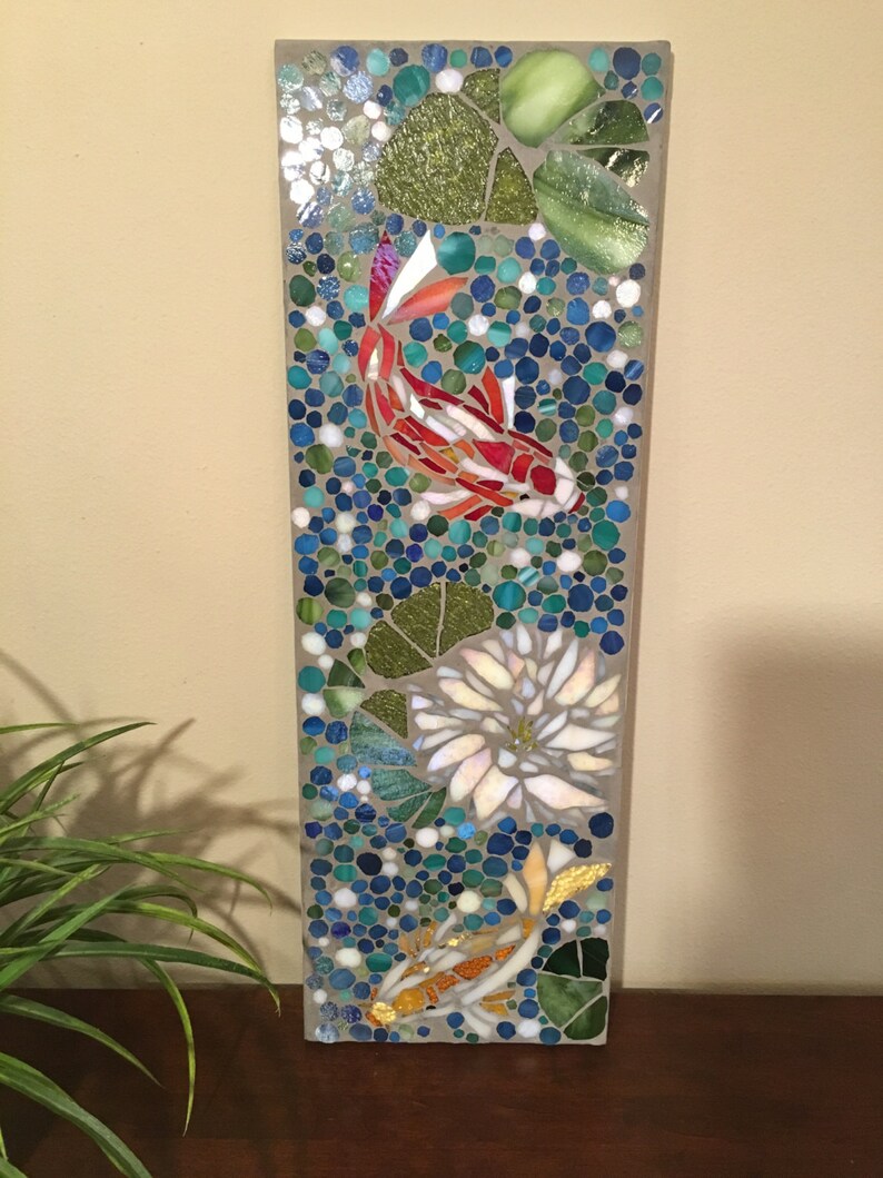 Koi Pond I Stained Glass Mosaic Wall Art Etsy