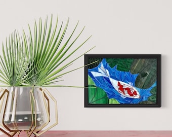 Stained Glass Mosaic Wall Art: Lotus & Koi Fish, Asian Decor