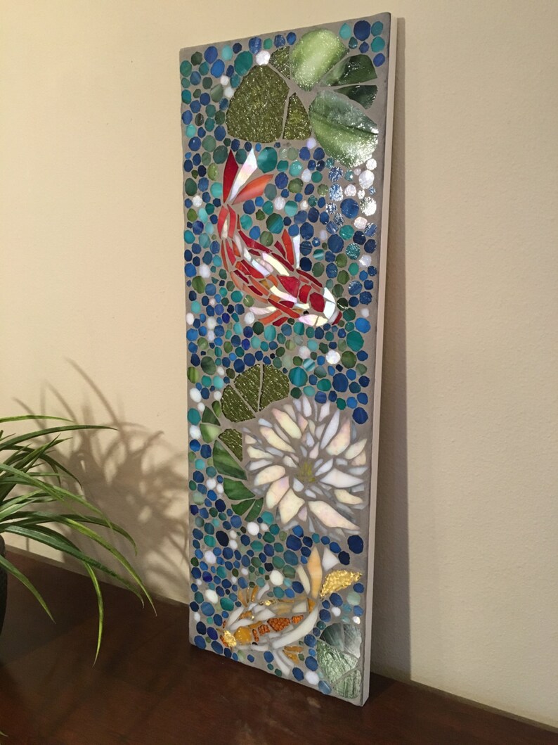 Koi Pond I Stained Glass Mosaic Wall Art Etsy
