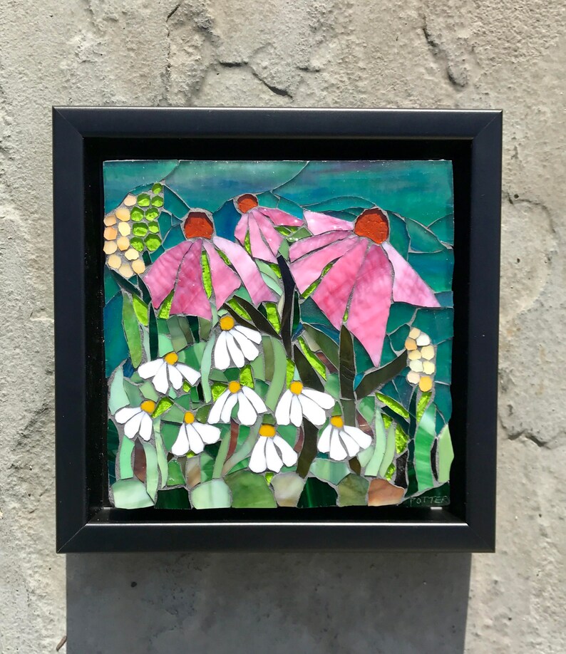 Mosaic Wall Art Gift Flower Glass Home Decor Custom Made To Order Garden Mosaics