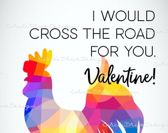 Funny Rooster Geometric Valentines Printable PDF