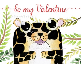 Adorably Dangerous Jaguar Valentines Printable PDF