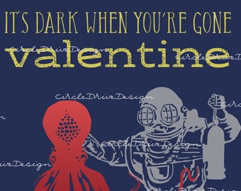 Octopus & Diver Valentines Map Printable PDF