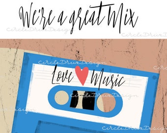 Hipster Mix Tape Valentine PDF printable