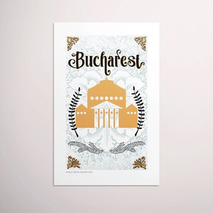 Bucharest, Romania — European Capitals Graphic Poster PDF