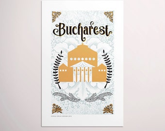 Bucharest, Romania — European Capitals Graphic Poster PDF