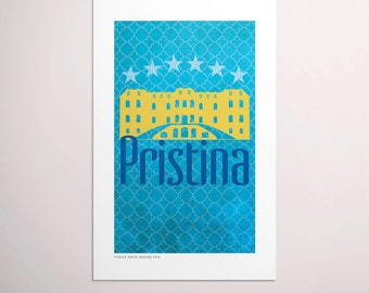 Pristina, Kosovo — European Capitals Graphic Poster PDF