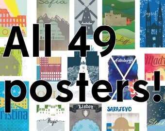 ALL European Capital Poster Designs! Complete Set of 49 poster designs