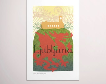 Ljubljana, Slovenië — Grafische poster van de Europese hoofdsteden PDF