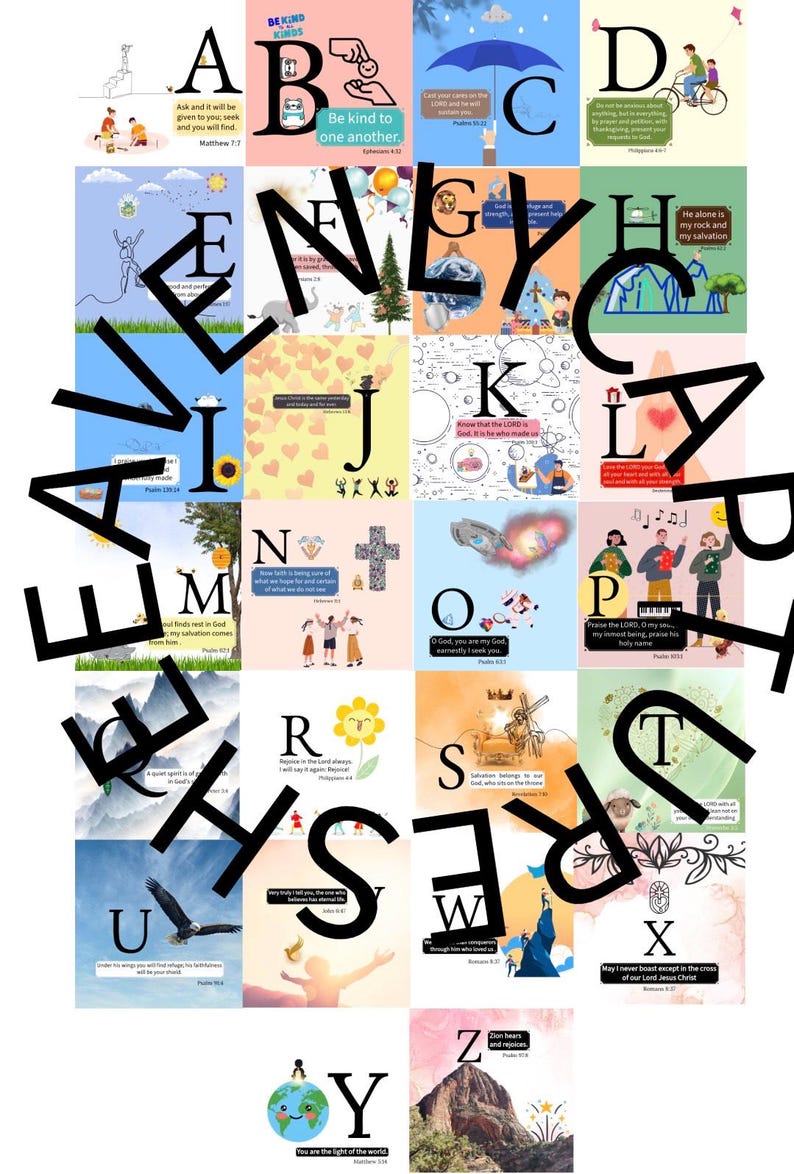 A-Z Bible Verse Alphabet Prints – Inspiring Scripture Art for Kids ...