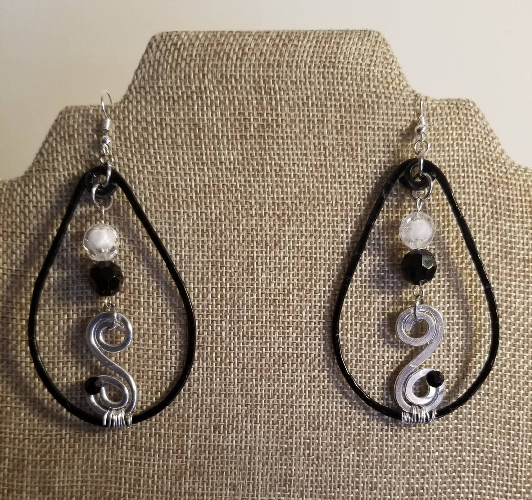 Black & Silver Earrings Lightweight Earrings Hypoallergenic Earrings