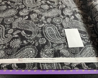 Tissu de support de 108 po. pour quilting QSQ - Cachemire noir/blanc