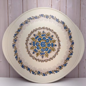 Vintage Herbolzheim Blue Floral Ceramic Serving Platter | German Botanical Cake Plate | Kitchen Decor