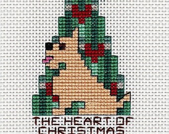 Cairn Terrier Cross Stitch Kit, Cairn Christmas. Original Dog Art, Shop Exclusive.