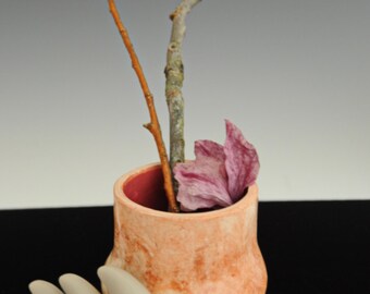 Small Marbled Vase, Handmade Pottery, Desk Decor.