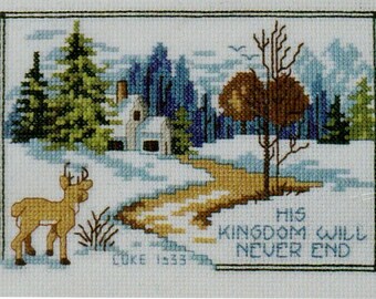 Christmas Deer Counted Cross Stitch Kit, "Peaceful Night" by Bucilla, UNOPENED.