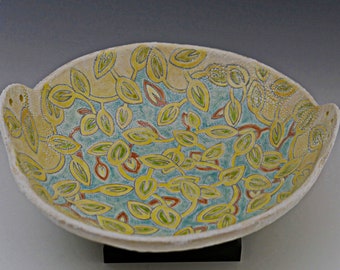 Snow Crust - Medium Sized Decorative Ceramic Bowl, FREE SHIPPING US
