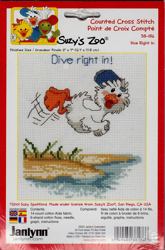 Cross Stitch Kit Suzy S Zoo Dive Right In Unopened Etsy