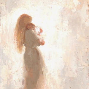 Mother with long blonde hair and Baby Fine art print [#110]