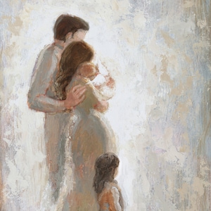 Family with Angel Baby and Toddler Girl Fine Art Print [#155]