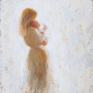 Mother with medium length blonde hair and Baby Fine art print [#109]