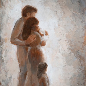 Family with Baby and Little Girl Fine Art Print Family Looking Towards the Light [#150]