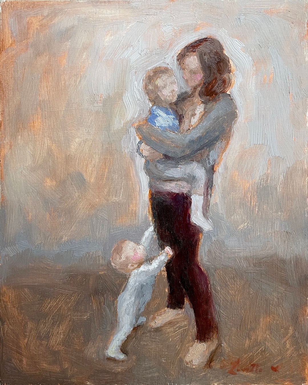 Mom S Attention Fine Art Print Of My Original Painting Of A Mother With